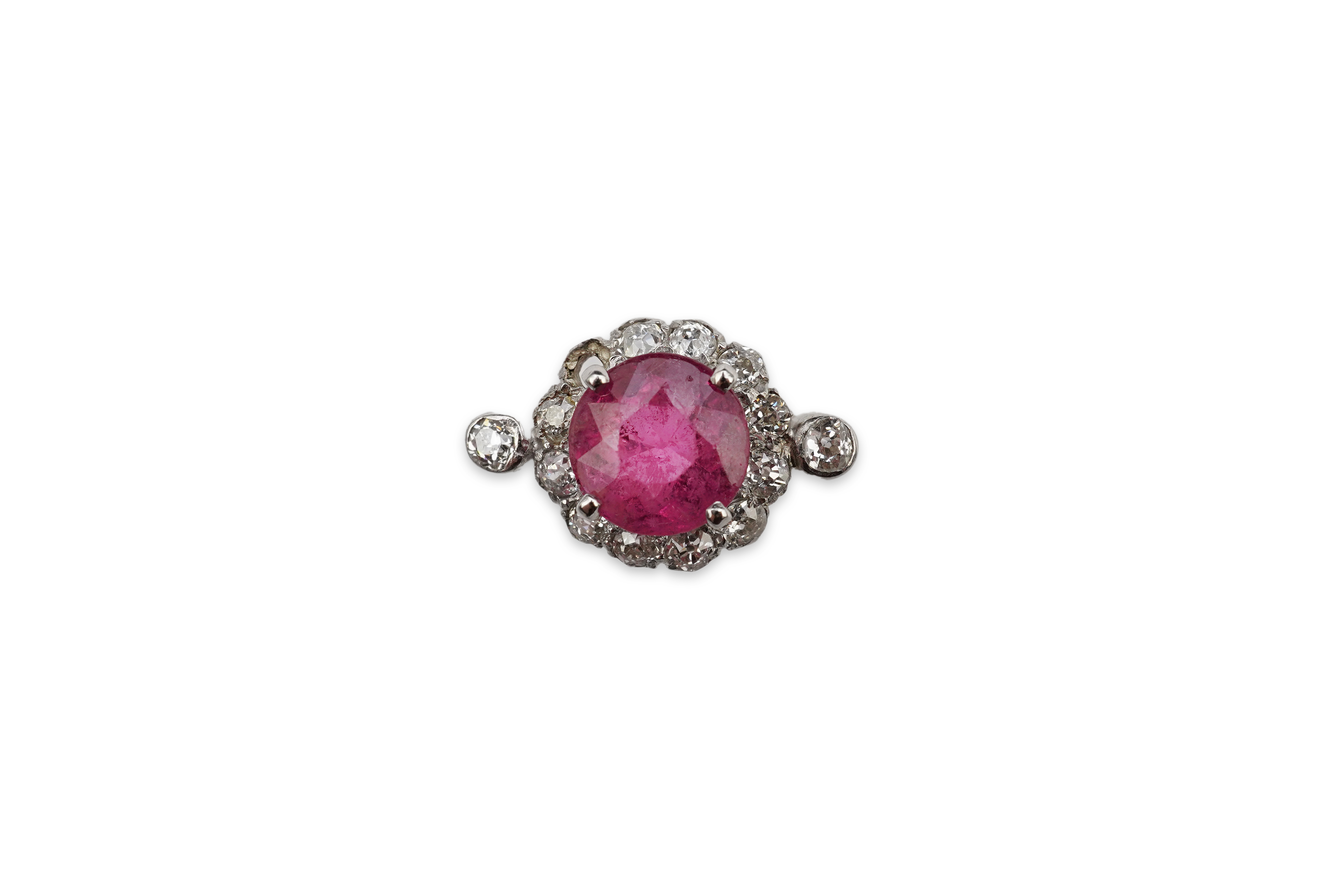 A pink tourmaline and diamond ring